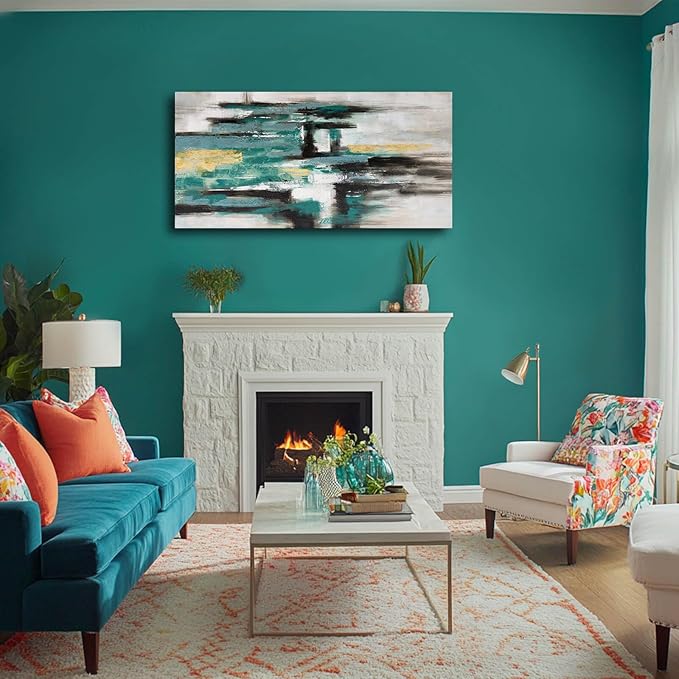 Green and Black Wall Decor Abstract Canvas Wall Art Textured Room Decor Modern Wall Prints for Bedroom Office 24"x 48" Framed Art Posters for Home