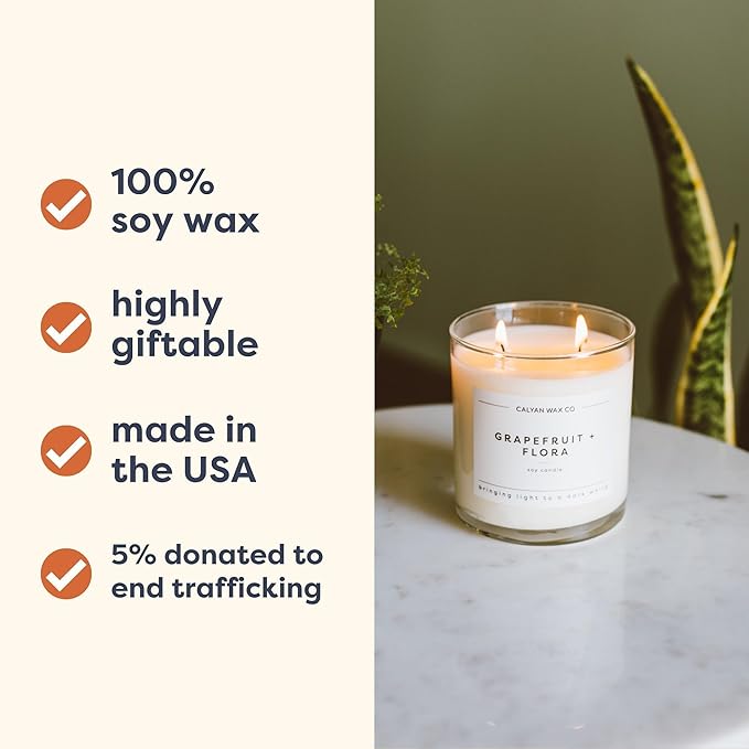 Calyan Wax Co. 2 Wick Candle, Desert + Agave Scented Candle, 37 Hour Burn Time, Aromatherapy Soy Candles, Non Toxic & Vegan Soy Wax, Glass Tumbler Scented Candles, 8.8oz