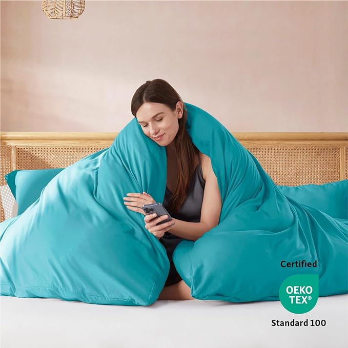 Nestl Teal Duvet Cover King Size - Soft Double Brushed King Duvet Cover Set, 3 Piece, with Button Closure, 1 Duvet Cover 104x90 inches and 2 Pillow Shams