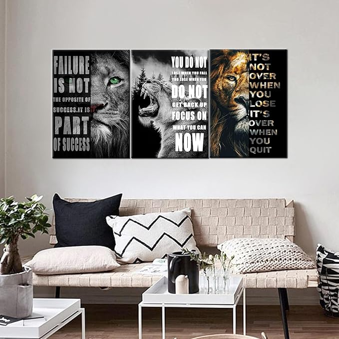Inspirational Wall Art for Motivational Office Quotes Theme Wall Decor for Animal Leopard Canvas Prints Framed Wall Art for Bathrooms Motivational Modern Home Decor Framed and Stretched [60''Wx 28''H]