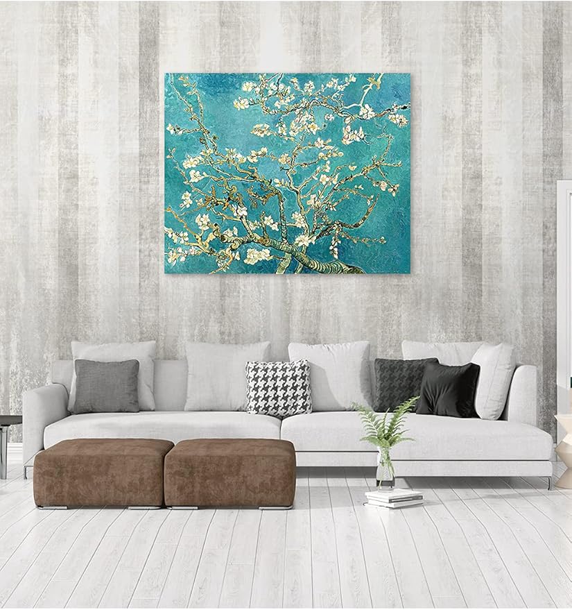 DECORARTS - Almond Blossom Tree. Vincent Van Gogh Art Reproduction. Giclee Print on Canvas. Wall Art for Home. 40x32