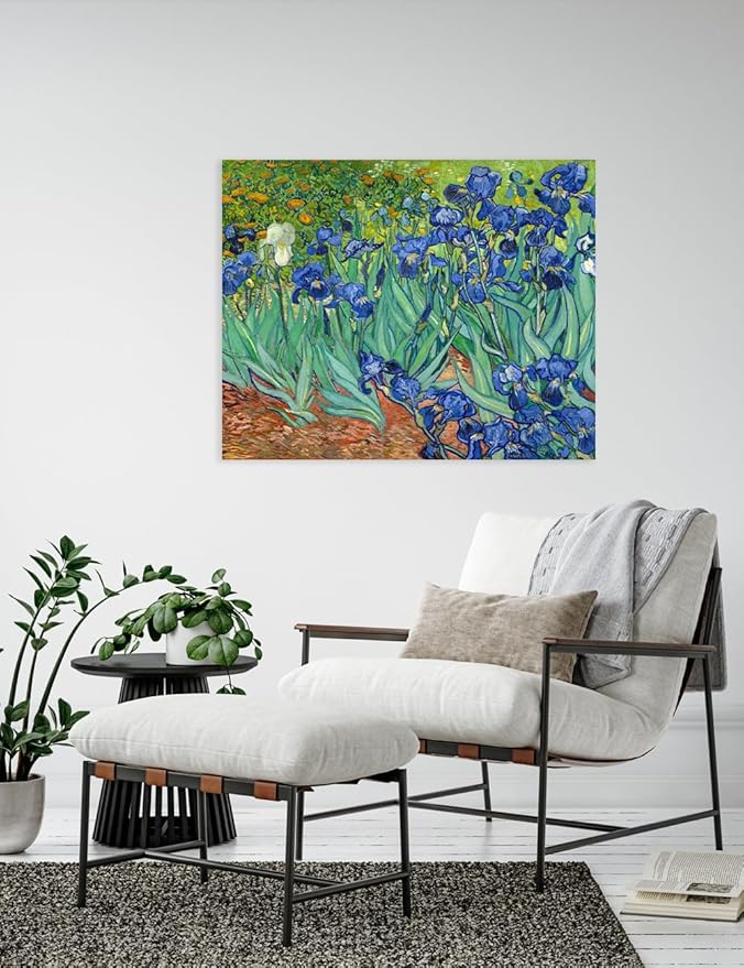 DECORARTS - Irises in the Garden, Vincent Van Gogh Art Reproduction. Giclee Canvas Prints Wall Art for Home Decor 30x24