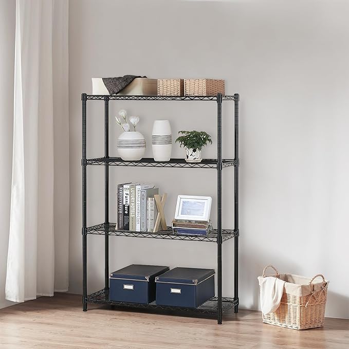 PayLessHere | 4-Tier Wire Shelf | 36"x14"x54" | Black | Adjustable Racks | Heavy-Duty Storage Shelves, Holds Upto 1000 lbs | Rust-Resistant, No-Tool Assembly | for Home, Garage Shelving