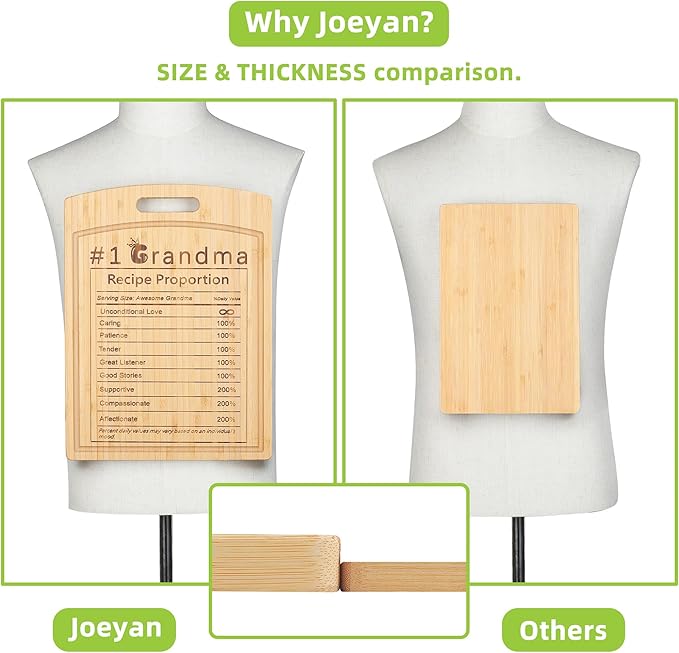 Joeyan Grandma Birthday Recipe Cutting Board Gift from Granddaughter Grandson, Personalized Christmas Granny Engraved Kitchen Present, Large Size, Heavy Duty, 16x12x0.8"