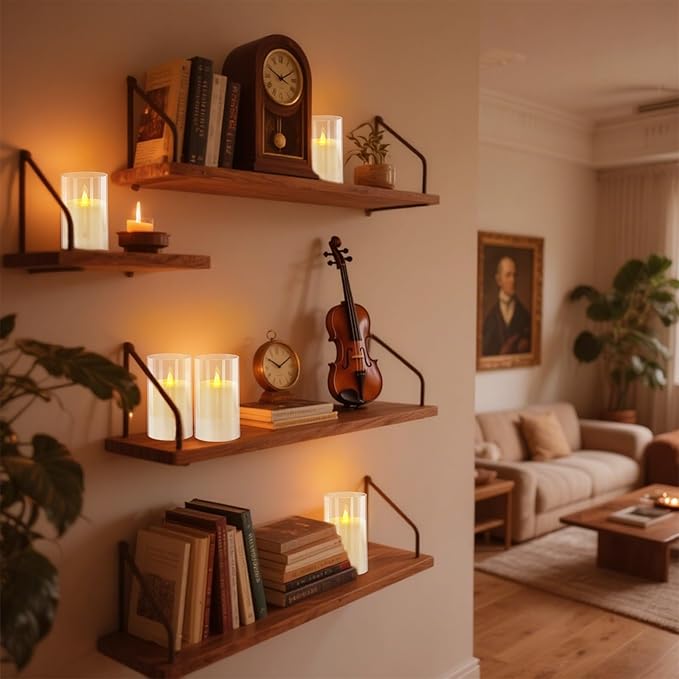 2 Pcs Flameless Candles with Remote and Timer(D3 xH6), Pure White Flickering Battery Operated Acrylic LED Pillar Candles, Electric Fake Candles for Holiday Wedding Home Party Fireplace Décor