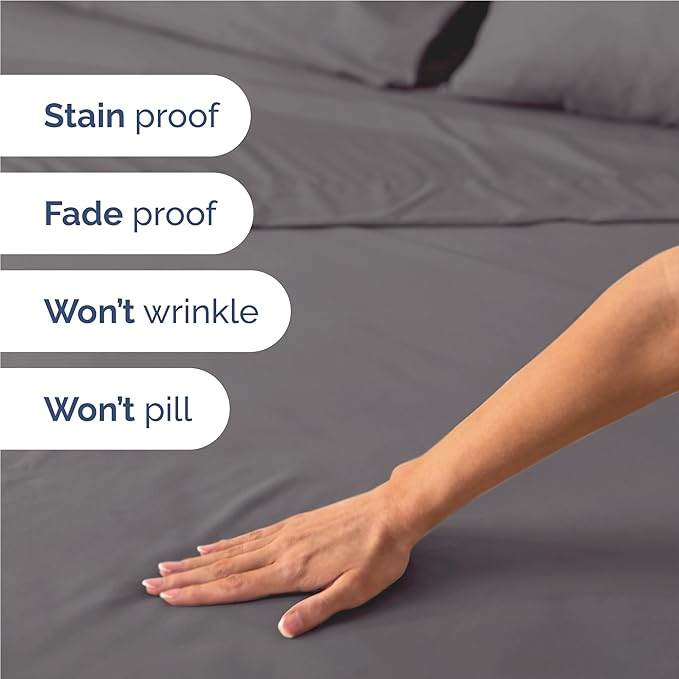 Twin XL Size 3 Piece Sheet Set - Comfy Breathable & Cooling Bed Sheets Set - Hotel Luxury Bedding for Women, Men, Kids, Teens, Boys & Girls - Deep Pockets, Soft, Wrinkle Free - Oeko-Tex - Dark Grey