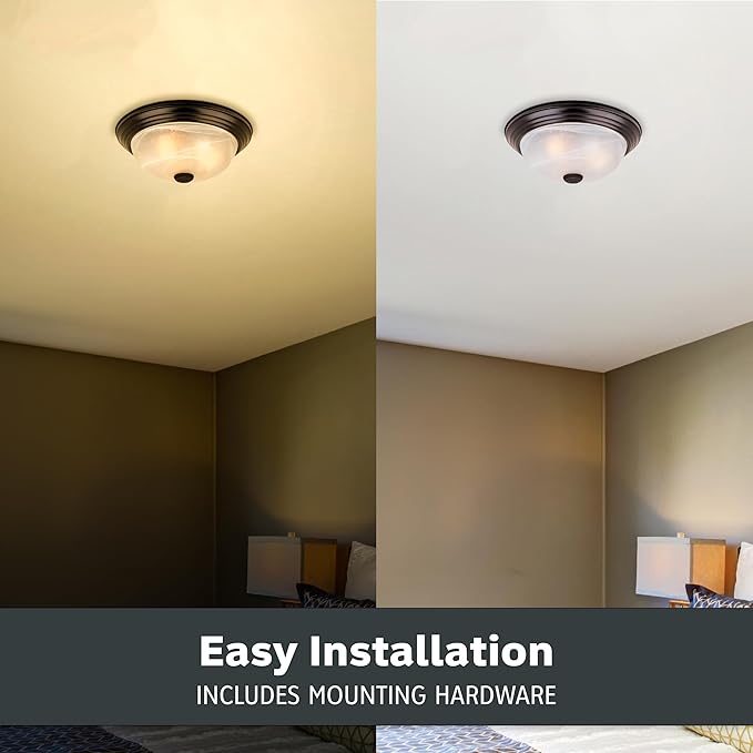 DESIGNERS FOUNTAIN Reedley 3-Lights Flush Mount Ceiling Light, 15 Inch Lighting Fixture for Kitchen, Bedroom, Bathroom, and Hallway, White Alabaster Glass, Oil Rubbed Bronze, 1257L-ORB-AL