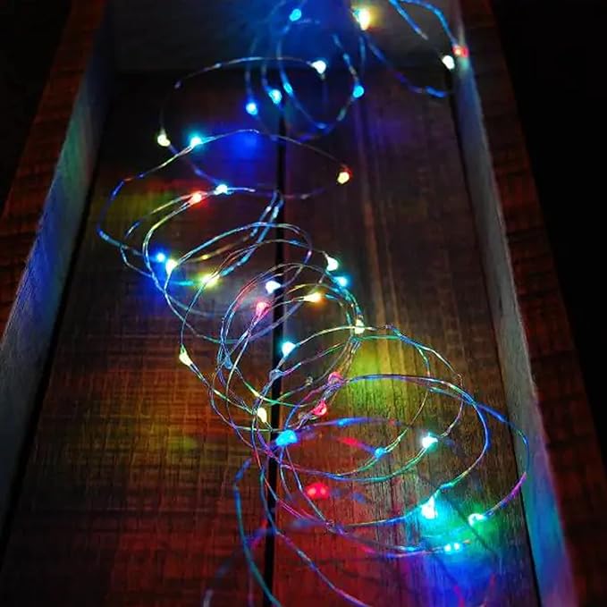 Dazzle Bright Fairy Lights Battery Operated, 4 Pack Total 80FT 240LED Silver Wire Waterproof String Lights, Christmas Decorations for Indoor Outdoor Bedroom Yard Decor, Multi-Colored