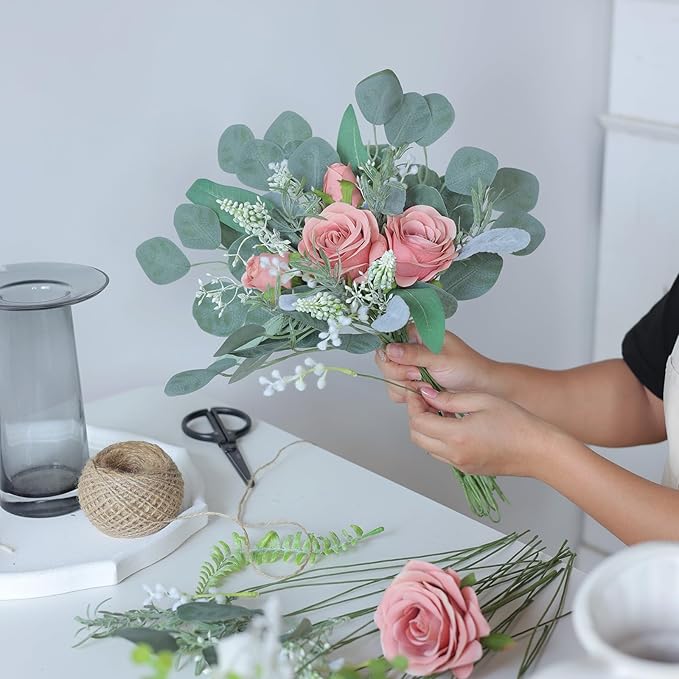 YXZZWL Artificial Greenery Stems Box Set,65 Pcs with 7 Kinds of Faux Greenery Branches Fake Eucalyptus for Wedding DIY Bouquets Floral Arrangement Table Centerpieces (Dusty Green)