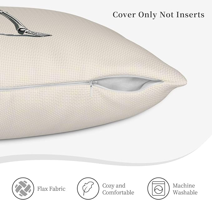 Halloween Pillow Covers 16x16 inch Set of 4, Linen Outdoor Farmhouse Skeleton Skull Spooky Black and White Decorations for Sofa Couch