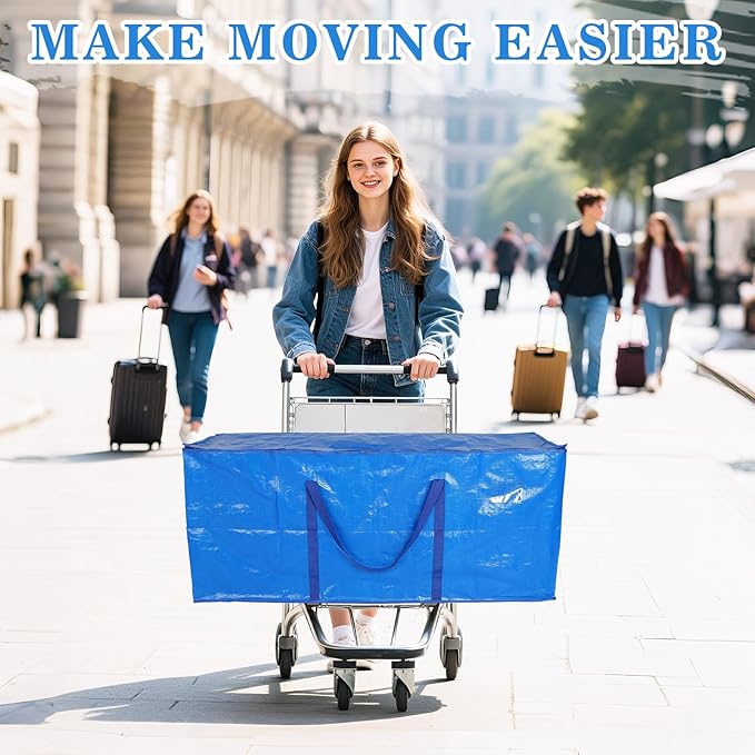 66 Gallon Extra Large Moving Bags - Heavy Duty Storage Bags with Zipper & Strong Handles, Blue Packing Bag for Moving, Storage, Travel and Camping, College Dorm & Home Supplies, 1 Pcs