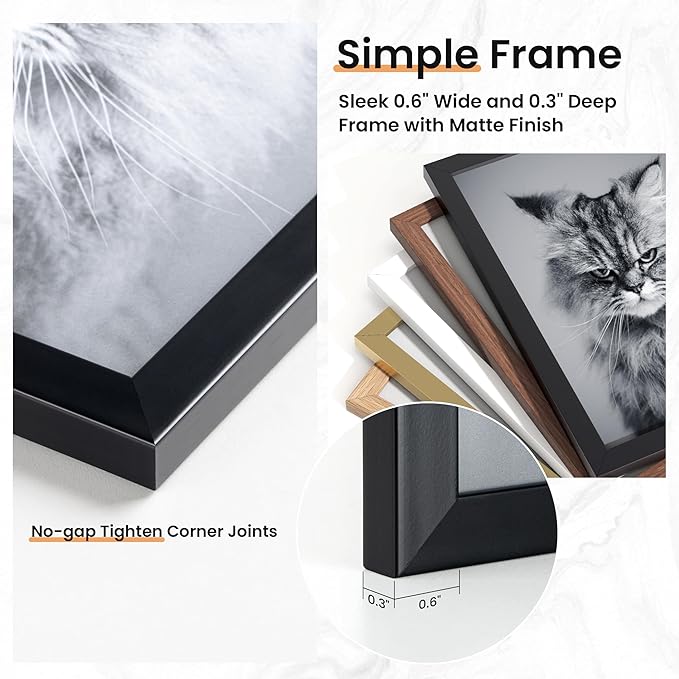 15 Pack Picture Frames Collage Wall Decor, Gallery Frame Set for Wall Mounting or Tabletop Display, Multi Sizes Including 3pcs 8x10, 6pcs 5x7, 6pcs 4x6, Black+White+Gold