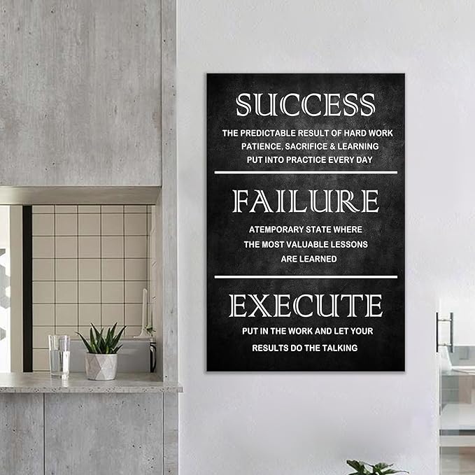 Inspirational Quote Canvas Wall Art Motivational Motto Painting Inspiring Entrepreneur Posters Prints Success Picture Artwork Decor Framed for Home Classroom Office Ready to Hang [24''W x 36''H]