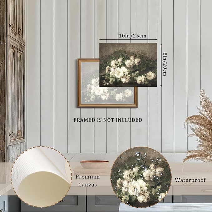 RETRART Vintage Wall Art, Vintage Floral Wall Art Prints - Vintage Flower Pictures Decor Aesthetic - 8" x 10" Unframed Canvas Prints for Bedroom Living Room Bathroom Wall Decor