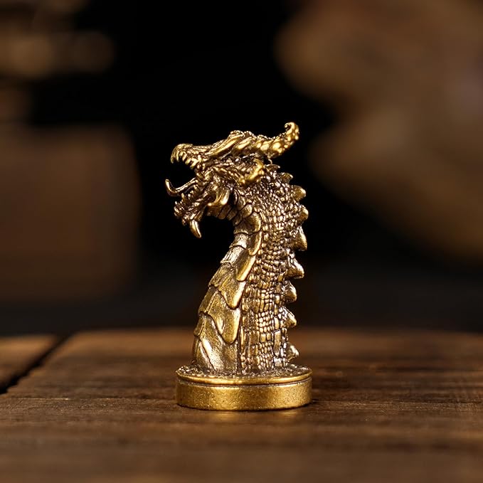 Retro Handcrafted Half-Body Dragon Sculpture - 100% Solid Brass Desk Ornament | Vintage Style Collectible Art Piece for Home & Office Unique Gift for Fantasy Lovers, Museum-Quality Dragon Head Statue