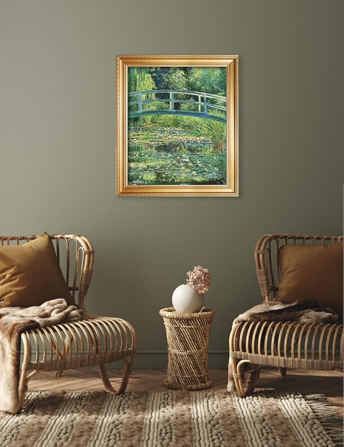 DECORARTS - Claude Monet The Japanese Bridge Giclee Print with Gold Solid Wood Frame, Impressionist Large Framed Wall Art, Ready to Hang, Framed Size 28.75x34.75, Made in USA