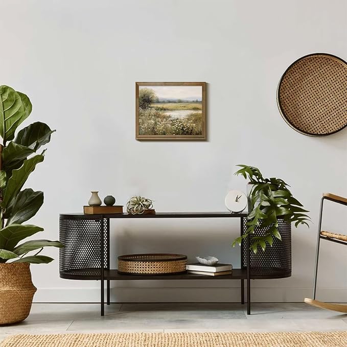 RETRART Vintage Farmhouse Canvas Wall Art - Wildflower Field Landscape Painting, Wall Art Spring Art for Living Room Bedroom Kitchen - 8" x 10" - UNFRAMED