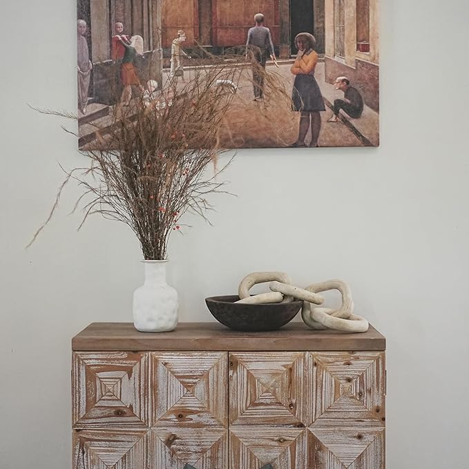 Hand Carved Wooden Decorative Bowl for Home Entryway Decor, Wood Centerpiece Bowl for Coffee Table Decor, Wood Dough Bowl for Farmhouse Decor (Brown)