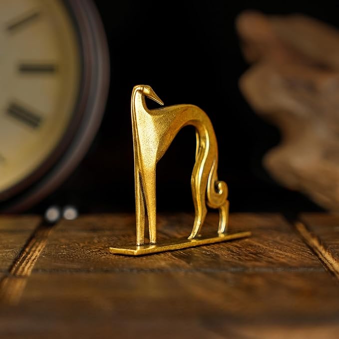 Retro Handcrafted Cubist Artistic Dog Sculpture - 100% Solid Brass Muscular line Front and Elegant Back Design | Collectible Modern Art Decoration | Finishing Touch for Home and Office Scenes