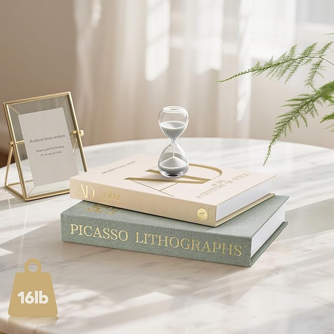 UGET Decorative Books - Set of 2 Fake/Faux Books for Coffee Table Entryway Dining Room Console Bedside Decor - Decorative Storage Boxes