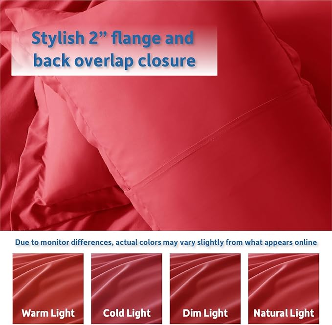 Nestl Full Duvet Cover Set with Comforter Insert - Red 4 Piece 80x90 Duvet Cover & 2 Pillow Shams with White Quilted Down Alternative Comforter, Ultra Soft, All Season