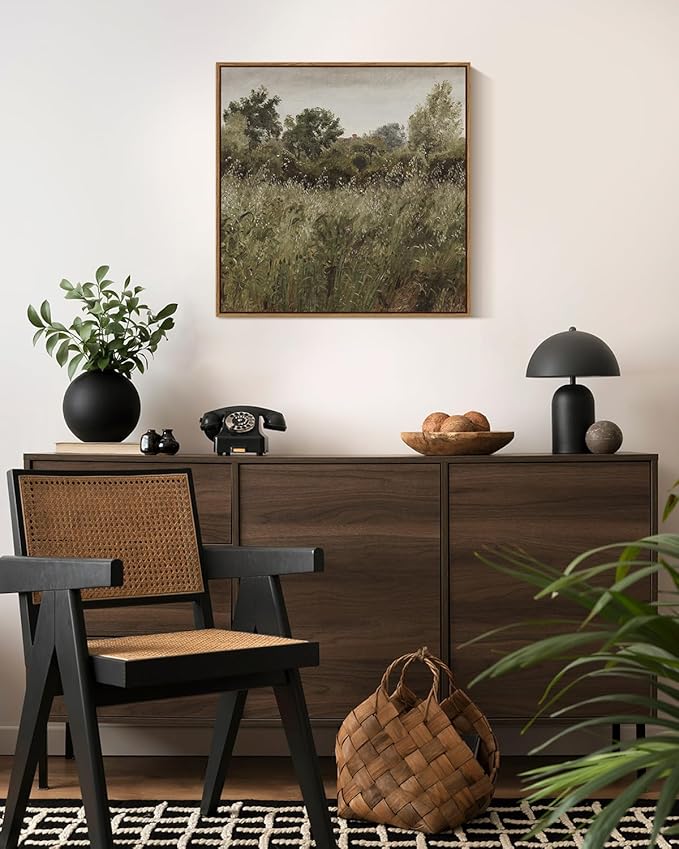 InSimSea Square Framed Canvas Wall Art, Vintage Decor Farmhouse Classical Field Wall Art Prints, Desk Decor, Natural Oil Paintings Home Decor for Living Room Bedroom, Kitchen, Office 16"x16"