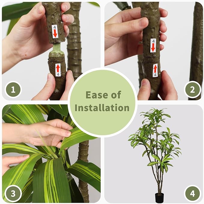 Faux Dracaena Tree 6.5ft(78in) Artificial Floor Plant for Indoor Decor Realistic Potted Tree with Texture Lifelike Leaves and Natural Wood Trunk for Home Living Room,Office Perfect Housewarming Gift