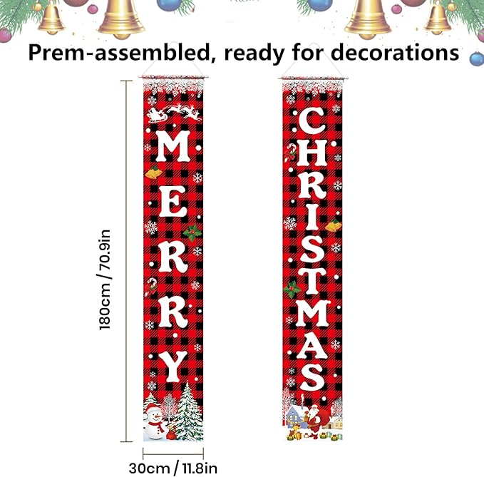 Christmas Decorations Merry Christmas Banner Xmas Porch Door Sign Welcome Banner for Wall Home Party Decor Christmas Decorations Indoor Outdoor