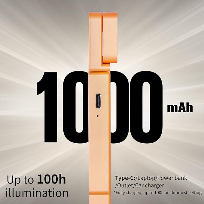 Dott Arts Book Light,Dual-Heads Reading Light for Bedtime with Screen Display.Rechargeable Ultralight Clip on LED Bookmark Lamp with 5 Color,6 Brightness Levels,1000mAh,Timer Function.Yellow