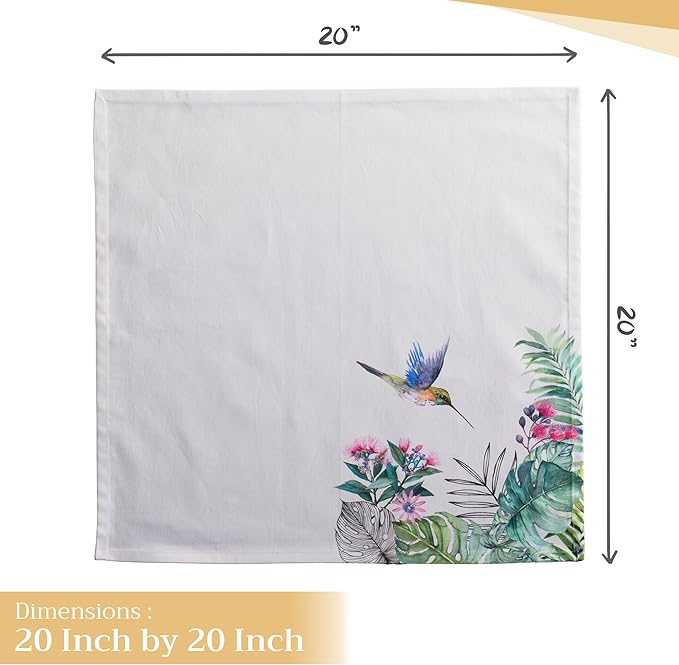 Maison d' Hermine Cloth Napkins Set of 4 100% Cotton Everyday Reusable Square Napkins Cloth Washable, Dinner, Party, Wedding, Restaurant, Spring/Summer (Tropiques, 20" x 20")