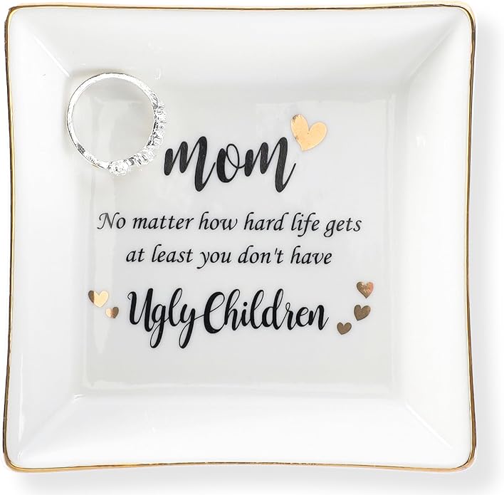 HOME SMILE Ceramic Ring Dish Jewelry Tray for Mom Sister Friends