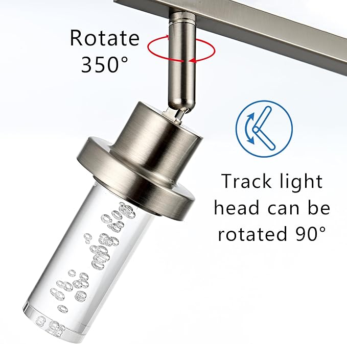 MELUCEE LED 5 Light Track Lighting Kit, Brushed Nickel Ceiling Spotlights Vanity Lights Modern Track Light Fixture with Flexibly Rotatable Heads, Built-in LED Chips, 5-Color Temperature Adjustable