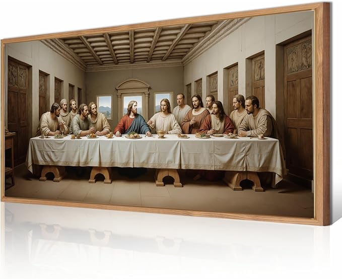 ANHUIB The Last Supper Wall Art Jesus Christian Wall Decor Religious Painting 20x40 Inch for Living Room Bedroom