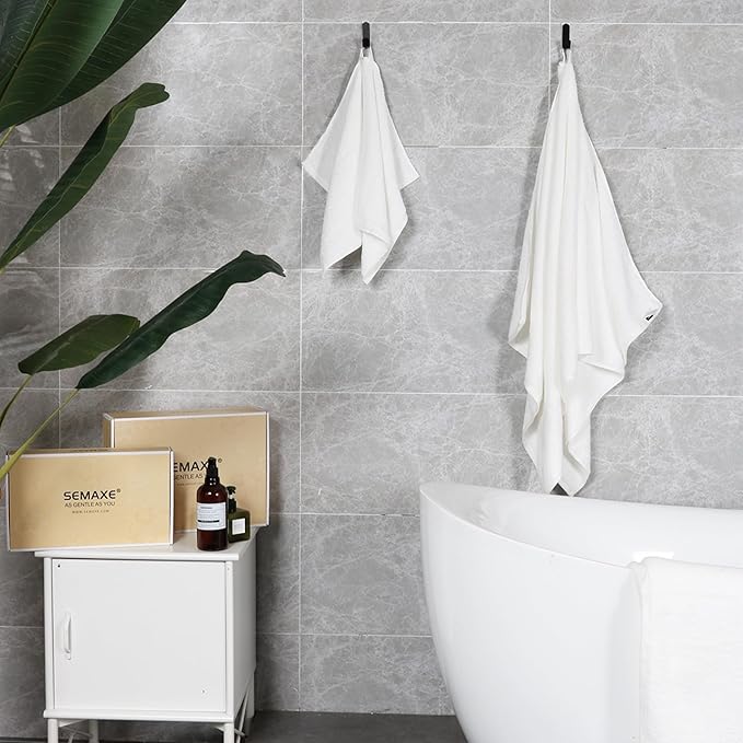 SEMAXE 12-Piece Family Bathroom Towel Set - 100% Cotton, 4 Bath Towels, 4 Hand Towels, 4 Washcloths, Ultra-Soft and Super Absorbent, Lighter Weight