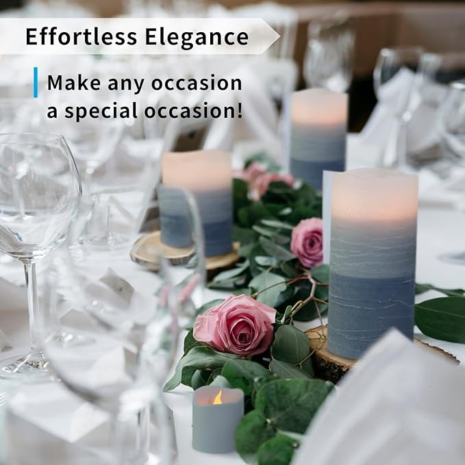 FURORA LIGHTING Blue Ombre Real Wax Flameless Candles with Remote and Timer, 4 Pillars and 4 Votives Pack of 8, LED Flickering Candles for Home Décor, Battery Operated