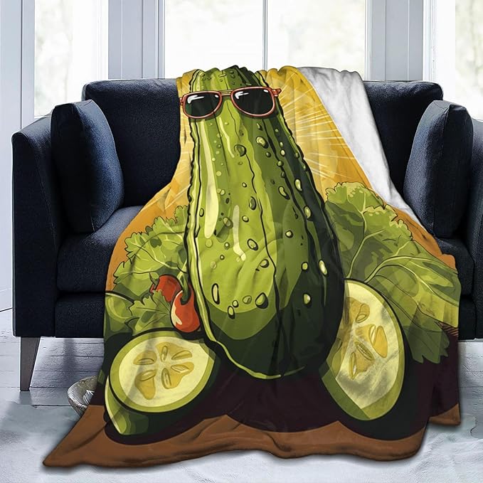 Funny Pickles Dill Blanket Gifts for Grils Women Flannel Throw Blankets for Home Couch Bed Sofa Soft Fuzzy Lightweight Decor All Season 50x40 Inches