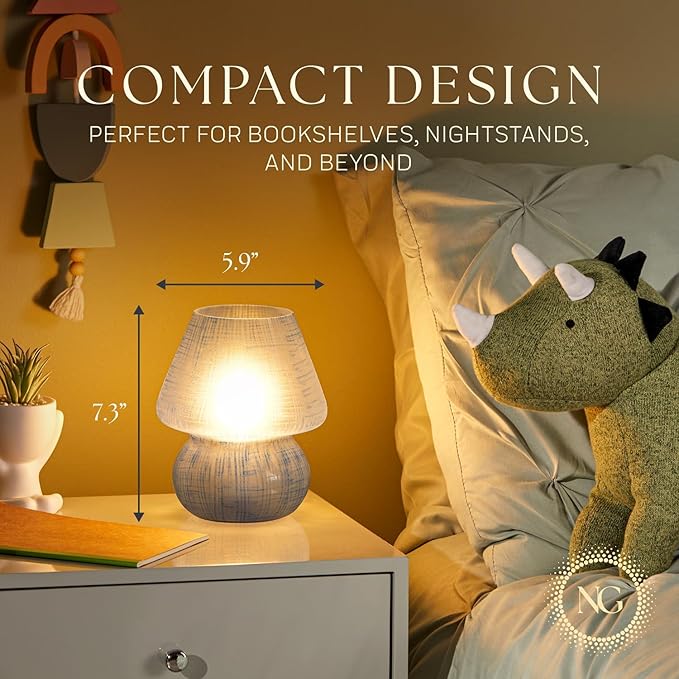 Next Glow Mushroom Lamp – Table Lamp, Modern Dimmable LED Night Light for Bedrooms, Kids Rooms, Bedside Nightstands, Living Room and Kitchen Decor – Pretty Desk Light, E26 Socket w 120V Bulb (Blue)