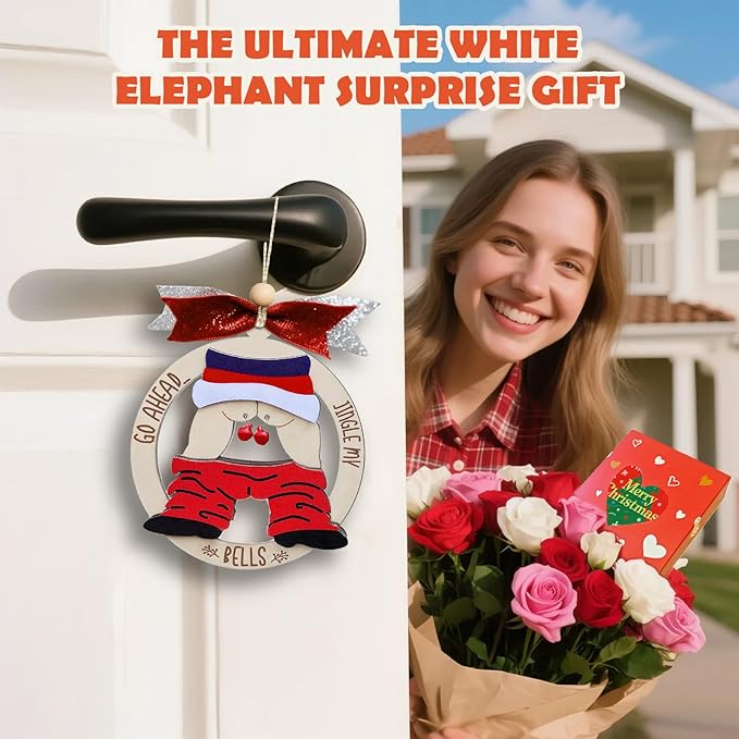 Funny Santa Christmas Ornament - Naughty Wooden Tree Decor for Adults, Perfect for Dirty Santa/White Elephant/Yankee Swap