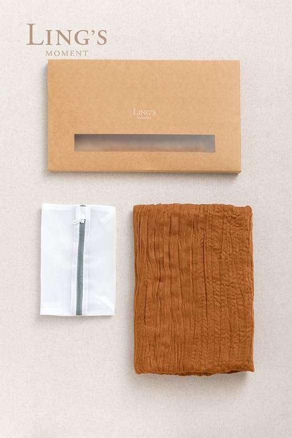 Ling's Moment 10Ft Brown Terracotta Cheesecloth Table Runner Burnt Orange Gauze Semi-Sheer Tablecloth for Wedding Party Bridal Shower Boho Table Decor