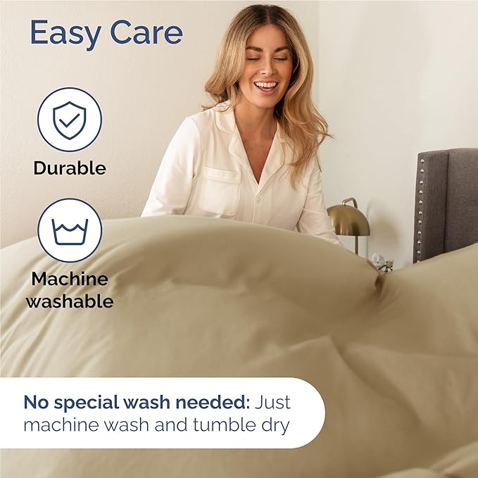 Full Size 4 Piece Sheet Set - Comfy Breathable & Cooling Bed Sheets Set - Hotel Luxury Bedding for Women, Men, Kids, Teens, Boys & Girls - Deep Pockets, Ultra-Soft and Wrinkle Free - Oeko-Tex - Beige