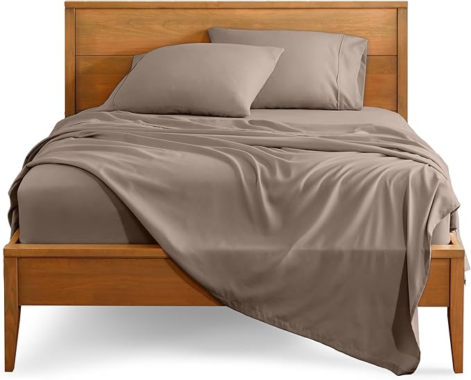 Bare Home Split Head Flex King Sheet Set - 1800 Ultra-Soft Microfiber Bed Sheets - Double Brushed - Deep Pockets - Easy Fit - 4 Piece Set - FlexTop King Bedding Sheets (Split Head Flex King, Taupe)