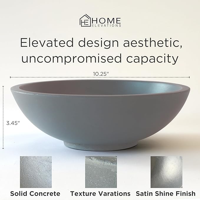 Concrete Fruit Bowl for Kitchen Counter – Light Gray Decorative Pedestal Bowl for Dining Table, Entryway, or Coffee Table – Large Key Dish for Modern Home Decor Centerpiece