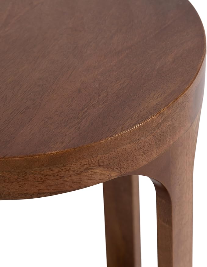 Kate and Laurel Dahl Modern Slatted Wooden Round Drink Table; 12 x 23; Walnut Brown; Transitional Wood Accent Pedestal Table for Use as Living Room Plant Stand or Small Bedroom Nightstand