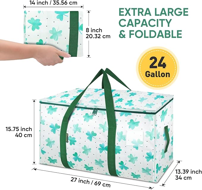 BALEINE 8-Pack Oversized Moving Bags with Reinforced Handles, Heavy-Duty Storage Tote for Clothes, Moving Supplies (Clover, 8-Pack)