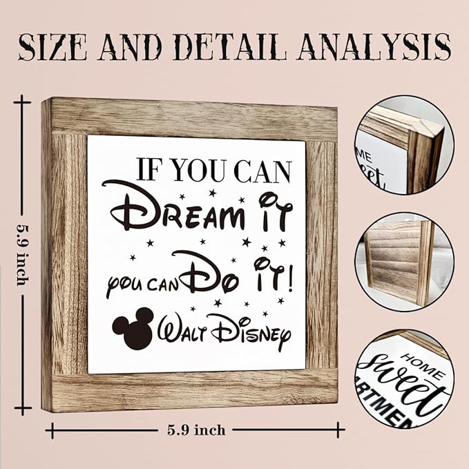 Farmhouse Wood Sign, If You Can Dream It You Can Do It Sign, Wooden Box Sign Plaque, Inspirational Decor, Positive Home Decor, Bedroom Decor, Farmhouse Tabletop Decor for Office Cubicle