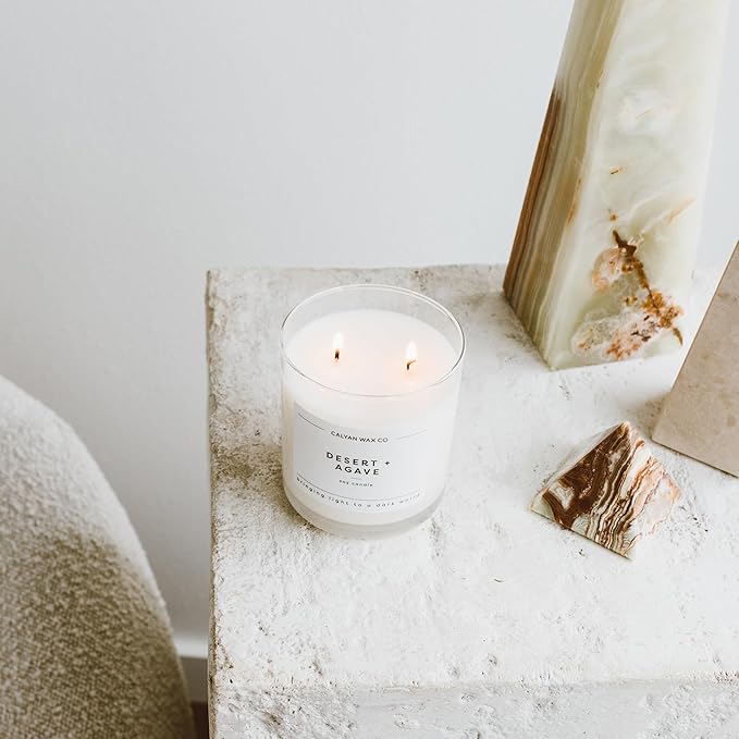 Calyan Wax Co. 2 Wick Candle, Sea Mist + Freesia Scented Candle, 37 Hour Burn Time, Aromatherapy Soy Candles, Non Toxic & Vegan Soy Wax, Glass Tumbler Scented Candles, 12.5oz