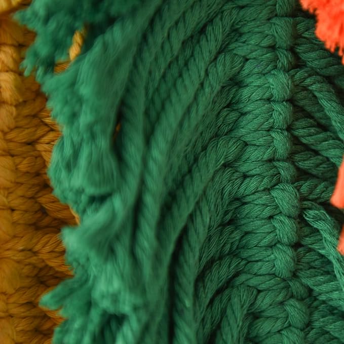 Jakalin Macrame Wall Hanging Leaf, Colorful Yarn Feathers Boho Wall Decor, Handmade Woven Tapestry for Bedroom, Nursery, Living Room, Boho Chic Fiber Art Wall Hanging 27.5" W x 23.6" L