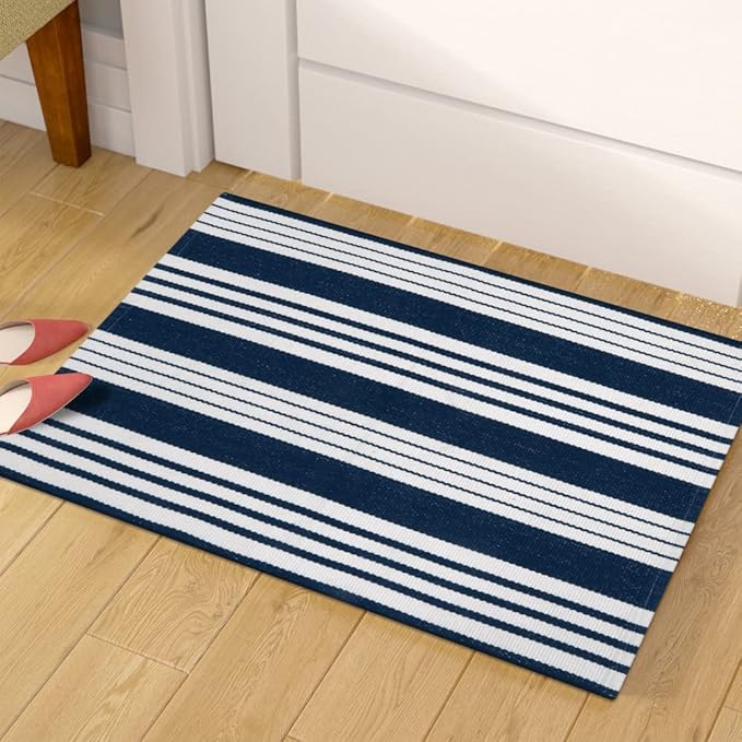 OJIA Front Door Mat Halloween Doormat 2'x3' Striped Front Door Rug Washable Fall Door Mats Outdoor Cotton Woven Indoor Outdoor Rugs Farmhouse Small Area Rug for Porch/Entryway/Kitchen/Bathroom