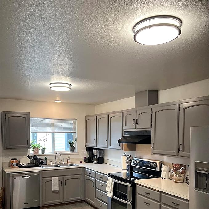 Kalium LED Ceiling Light with Remote 2Pack 12 Inch Flush Mount Ceiling Light Fixture, 18W 3000K-6000K Adjustable Color Temperature, Dimmable Lighting Fixtures for Kitchen Bedroom. Hardwired.