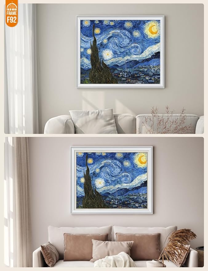 DECORARTS - Starry Night, Vincent Van Gogh Art Reproduction. Giclee Print w/Bronze Frame&Mat for Wall Decor. Picture Size: 30x24